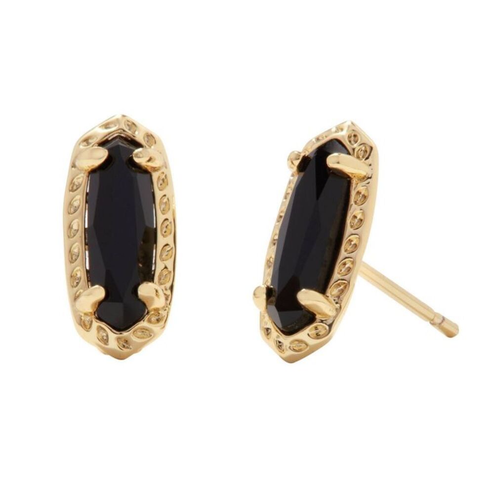 Kendra Scott Emma Opaque Glass 14K Gold Over Brass Stud Earrings - Black